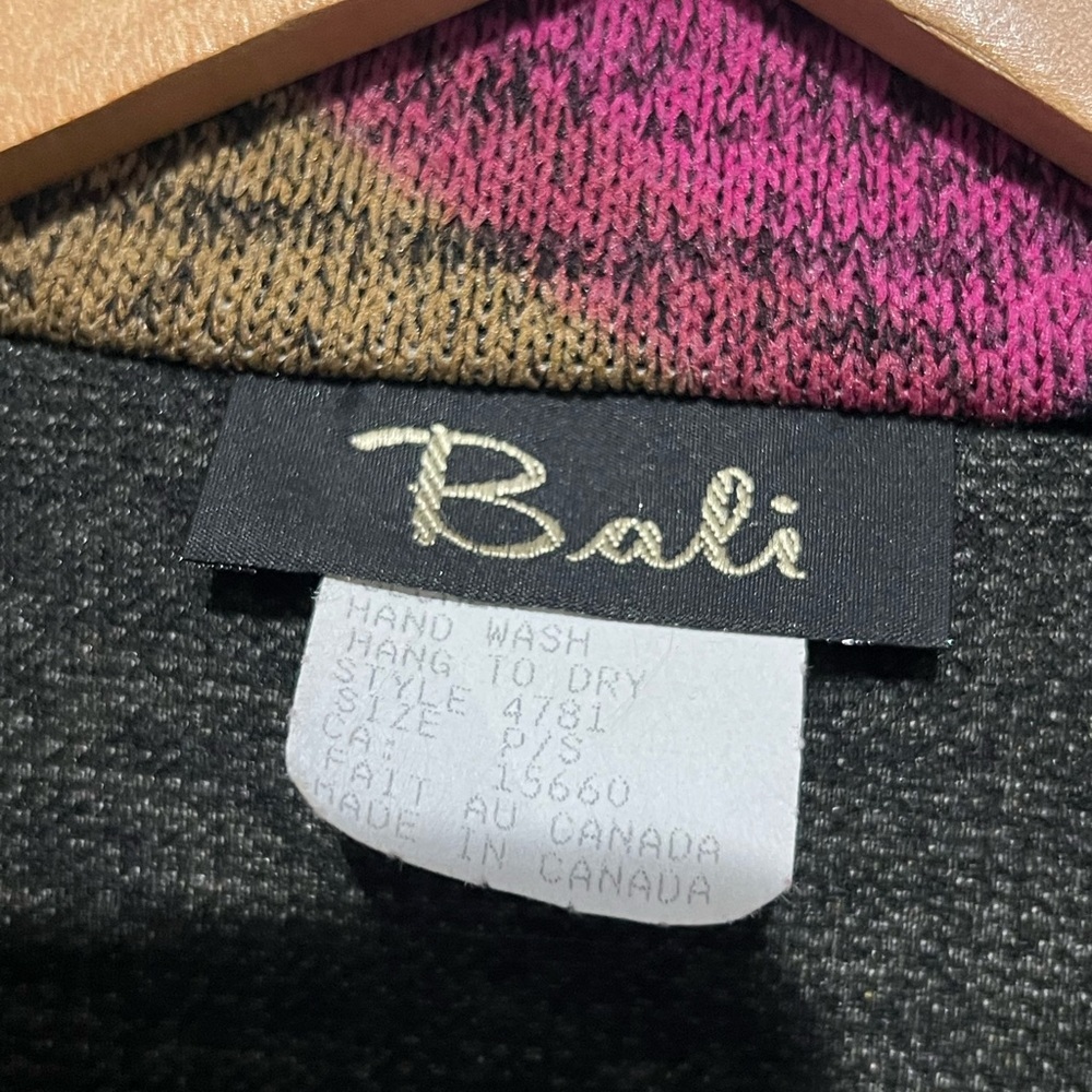 Bali Sweater Colorblock Abstract Print Blazer Jacket Black Multi Petite Small - Picture 3 of 5